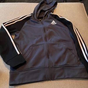 Adidas boys gray and black climate warm sweatshirt zip up jacket size L 14/16